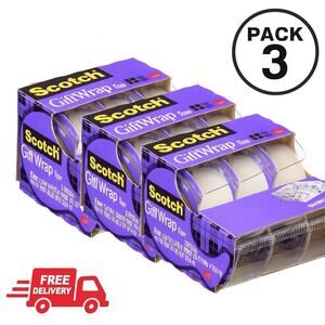 3 Pack - Scotch GiftWrap Tape 0.75 x 300 Inch each - Total 9 Rolls.